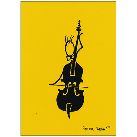 Postcard Musician color Contrabbassista
