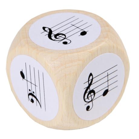 Dado musicale con chiave di violino e di basso da la a mi'