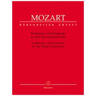 Mozart, W. A.: Kadenzen und Eingänge zu den Klavierkonzerten 